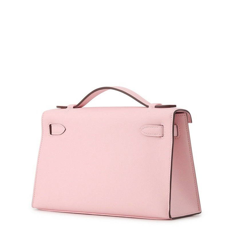 エルメス ハンドバッグ ポシェットケリー ローズサクラ/シルバー金具 スイフト K刻印