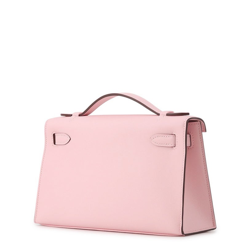 エルメス ハンドバッグ ポシェットケリー ローズサクラ/シルバー金具 スイフト K刻印