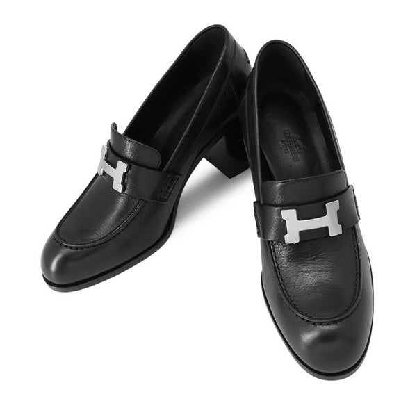 エルメス モカシン ドーフィン レザー レディースサイズ37 HERMES 靴 黒