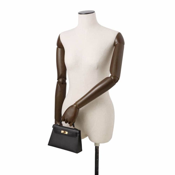 エルメス ハンドバッグ ミニケリードゥ 外縫い ブラック/ゴールド金具 エプソン X刻印 2wayショルダー 黒