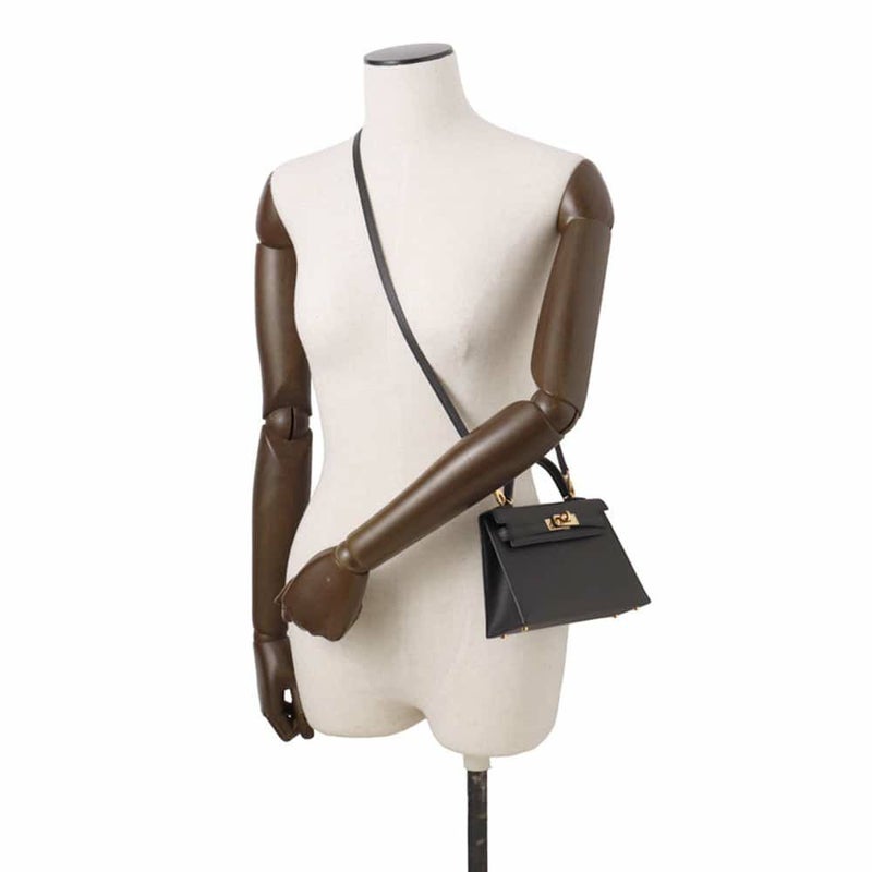 エルメス ハンドバッグ ミニケリードゥ 外縫い ブラック/ゴールド金具 エプソン X刻印 2wayショルダー 黒