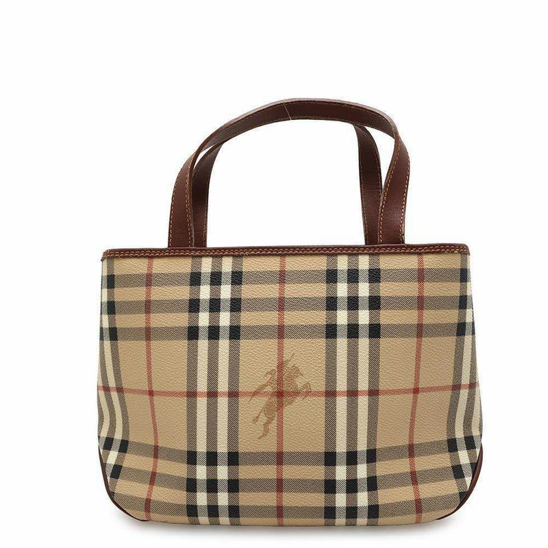 バーバリー ハンドバッグ ロゴ チェック PVC レザー BURBERRY バッグ