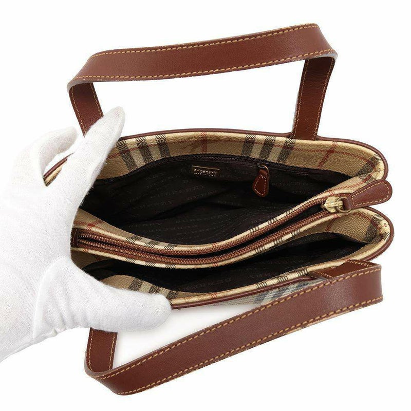 バーバリー ハンドバッグ ロゴ チェック PVC レザー BURBERRY バッグ