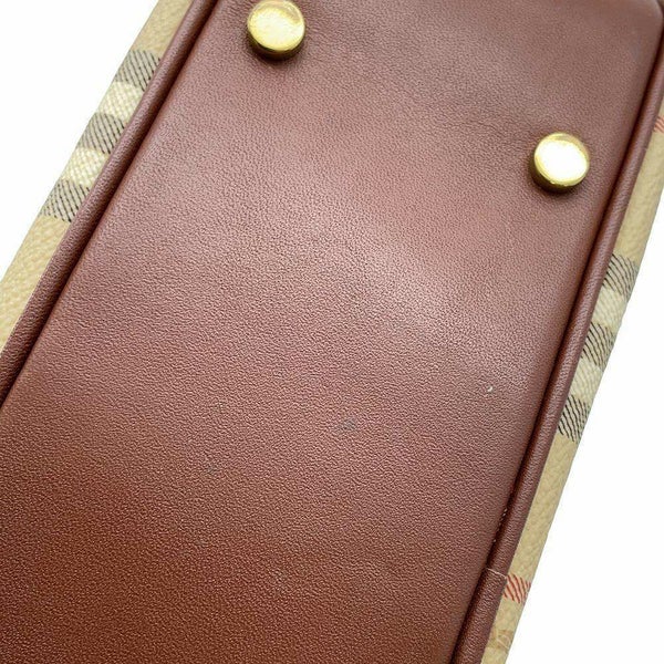 バーバリー ハンドバッグ ロゴ チェック PVC レザー BURBERRY バッグ