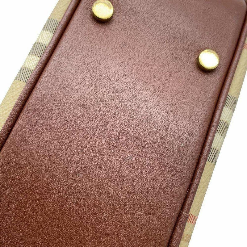 バーバリー ハンドバッグ ロゴ チェック PVC レザー BURBERRY バッグ