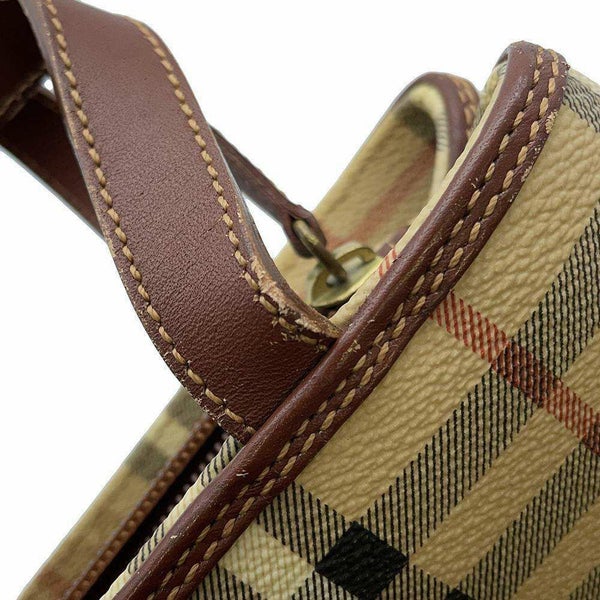 バーバリー ハンドバッグ ロゴ チェック PVC レザー BURBERRY バッグ