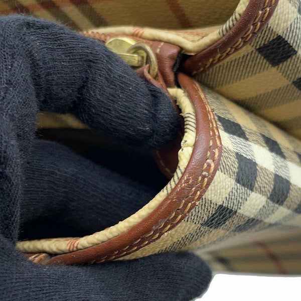 バーバリー ハンドバッグ ロゴ チェック PVC レザー BURBERRY バッグ