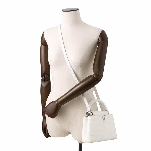 ルイヴィトン ハンドバッグ アリゲーター カプシーヌMINI N93701 LOUIS VUITTON 2wayショルダーバッグ 白 ホワイト