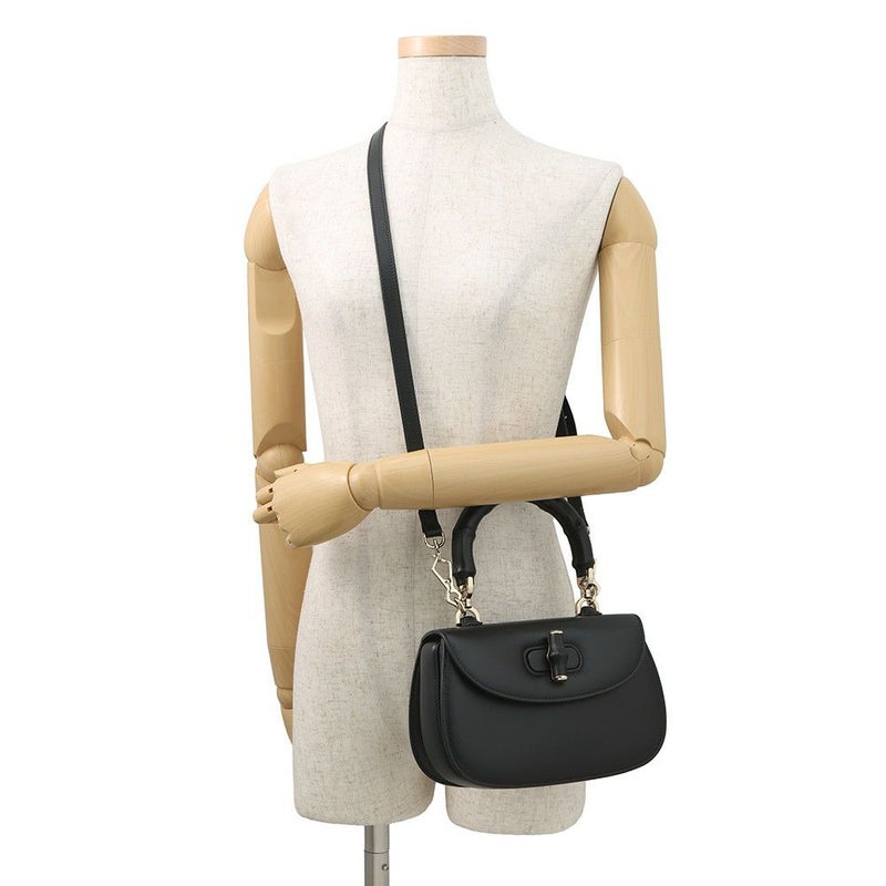グッチ ハンドバッグ バンブー 1947 トップハンドルバッグ スモール 827815 GUCCI 2wayショルダーバッグ 黒