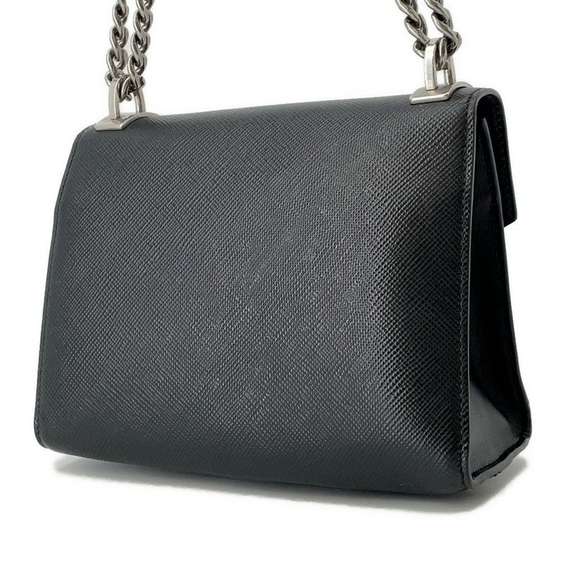 プラダ チェーンショルダーバッグ サフィアーノ ロゴ レザー 1BD127 PRADA 黒