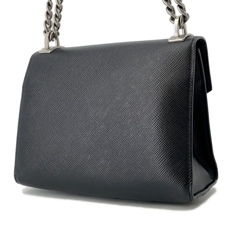 プラダ チェーンショルダーバッグ サフィアーノ ロゴ レザー 1BD127 PRADA 黒