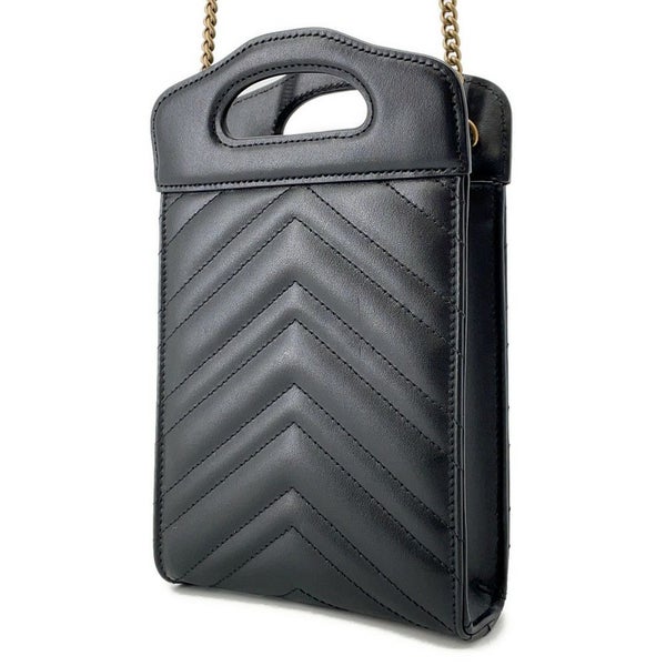 グッチ ショルダーバッグ GGマーモント ミニトップハンドルバッグ レザー 846312 GUCCI バッグ 黒