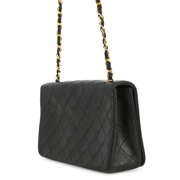シャネル チェーンショルダーバッグ マトラッセ ココマーク フルフラップ ラムスキン A02500 CHANEL 黒