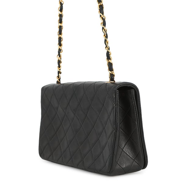 シャネル チェーンショルダーバッグ マトラッセ ココマーク フルフラップ ラムスキン A02500 CHANEL 黒