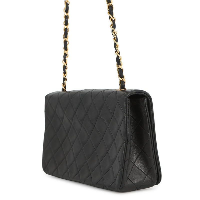 シャネル チェーンショルダーバッグ マトラッセ ココマーク フルフラップ ラムスキン A02500 CHANEL 黒