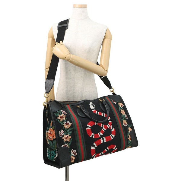 グッチ ボストンバッグ シェリーライン スネーク シェリーライン キャンバス/レザー 459291 GUCCI バッグ 黒