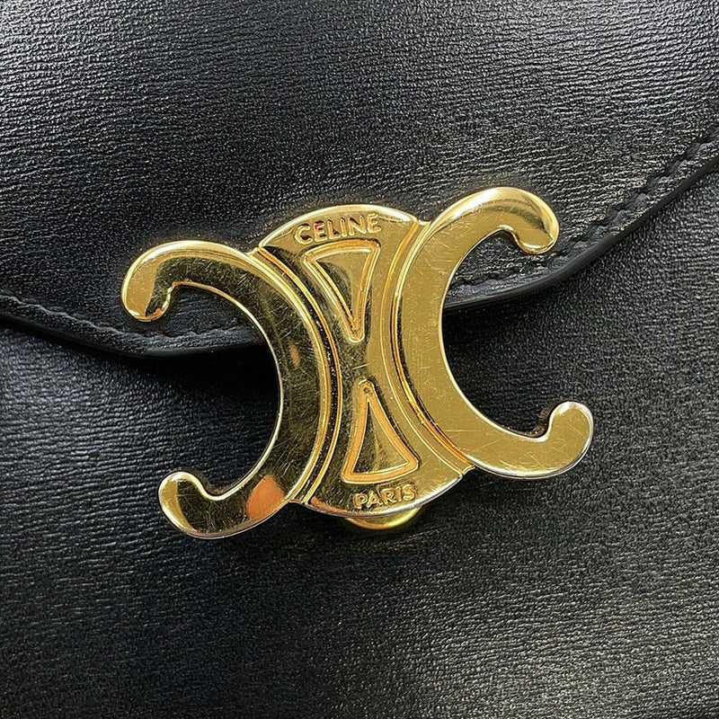 セリーヌ チェーンウォレット トリオンフ マーゴ シャイニーカーフレザー 10L033DPV CELINE 財布 黒