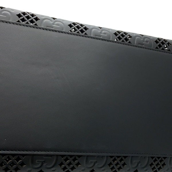 グッチ トートバッグ カットアウトモチーフ ミディアム GG レザー 772229 GUCCI ポーチ付き 黒