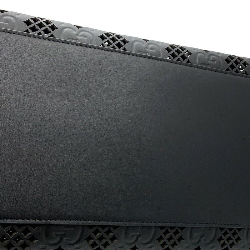 グッチ トートバッグ カットアウトモチーフ ミディアム GG レザー 772229 GUCCI ポーチ付き 黒