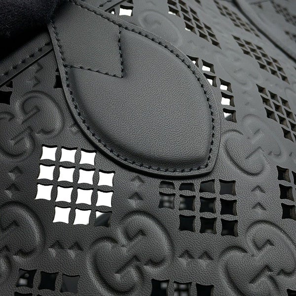 グッチ トートバッグ カットアウトモチーフ ミディアム GG レザー 772229 GUCCI ポーチ付き 黒