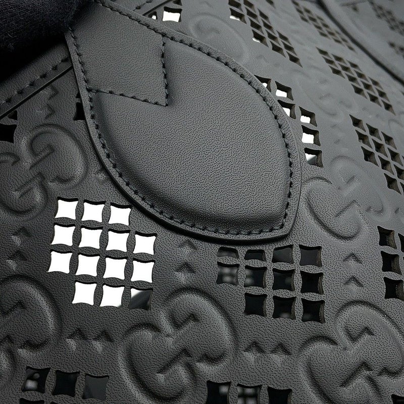 グッチ トートバッグ カットアウトモチーフ ミディアム GG レザー 772229 GUCCI ポーチ付き 黒