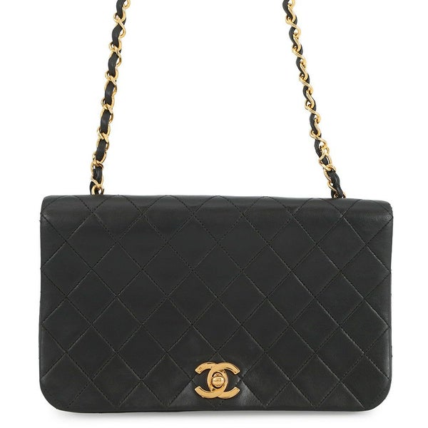 シャネル チェーンショルダーバッグ マトラッセ ココマーク フルフラップ ラムスキン A02500 CHANEL 黒