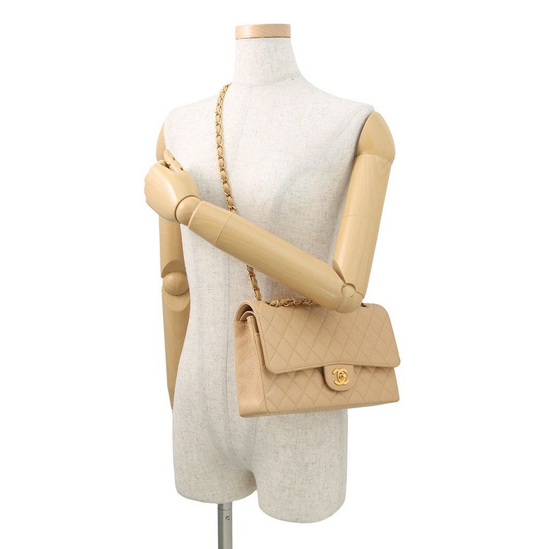 シャネル チェーンショルダーバッグ マトラッセ25 ココマーク ダブルチェーン キャビアスキン A01112 CHANEL