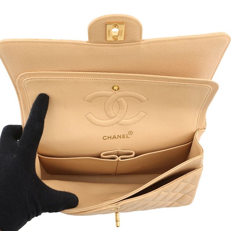 シャネル チェーンショルダーバッグ マトラッセ25 ココマーク ダブルチェーン キャビアスキン A01112 CHANEL