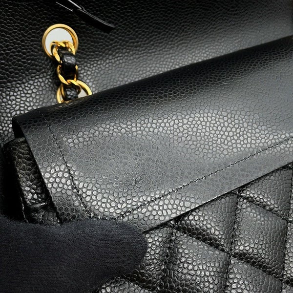 シャネル チェーンショルダーバッグ マトラッセ25 ココマーク ダブルチェーン キャビアスキン A01112 CHANEL 黒