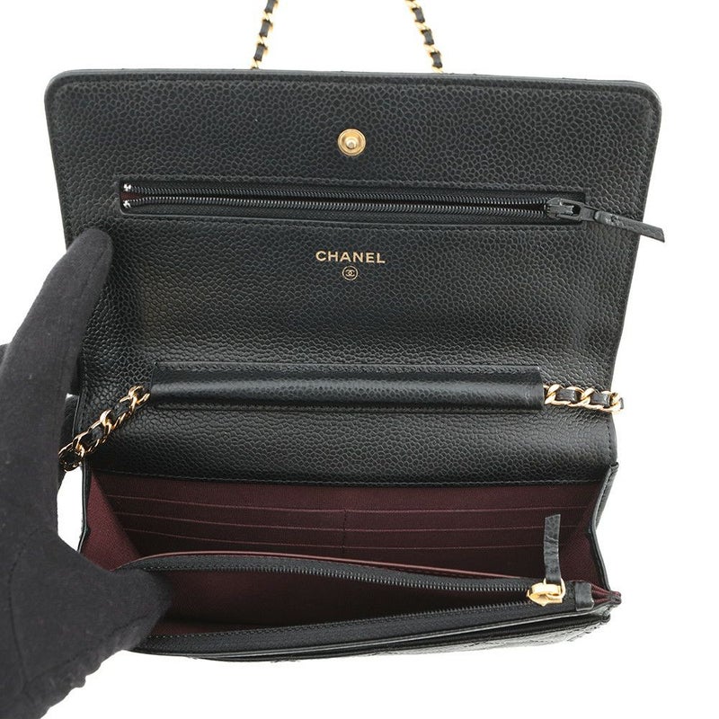 シャネル チェーンウォレット マトラッセ ココマーク キャビアスキン AP0250 CHANEL 財布 黒