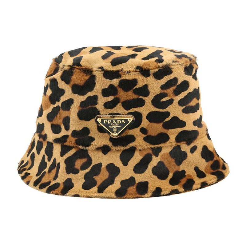 プラダ ハット レオパードプリント ハラコ サイズS 1HC137 PRADA バケットハット 帽子