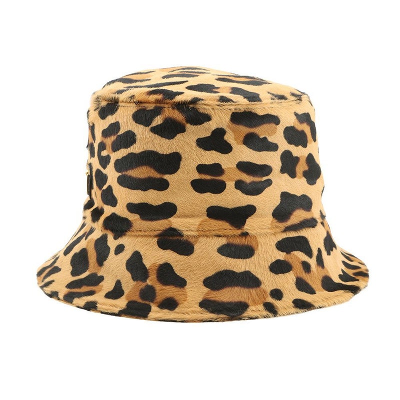 プラダ ハット レオパードプリント ハラコ サイズS 1HC137 PRADA バケットハット 帽子