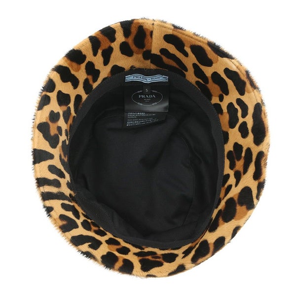 プラダ ハット レオパードプリント ハラコ サイズS 1HC137 PRADA バケットハット 帽子