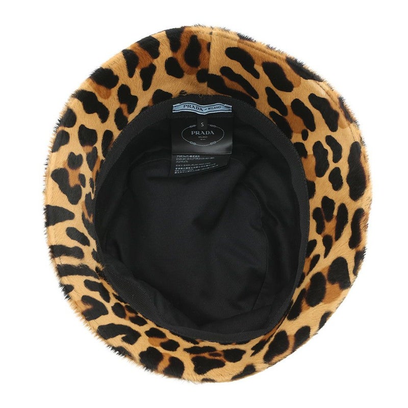 プラダ ハット レオパードプリント ハラコ サイズS 1HC137 PRADA バケットハット 帽子