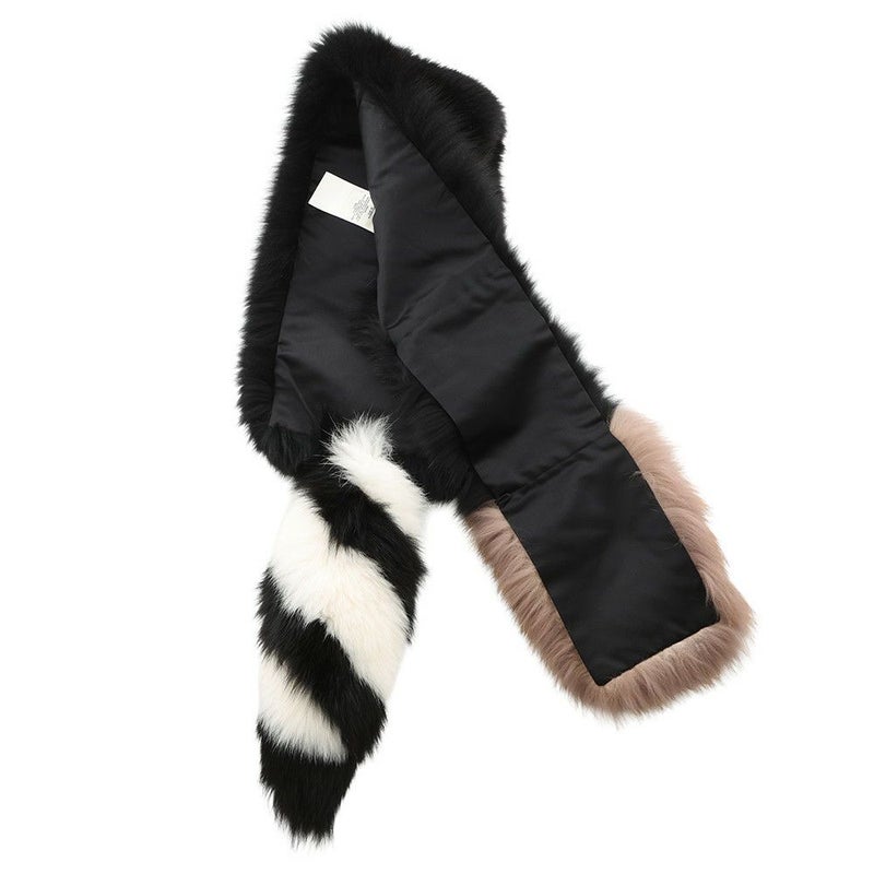 フェンディ マフラー テイル付き ロゴ ティペット フォックスファー FNG444 FENDI 黒