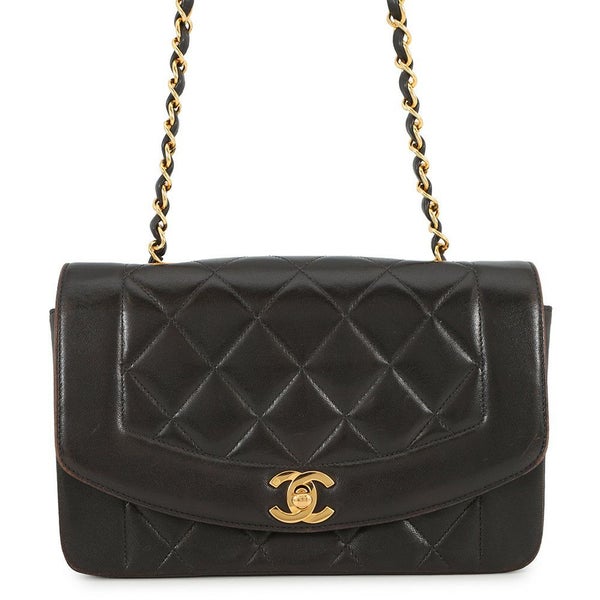 シャネル チェーンショルダーバッグ マトラッセ ココマーク ダイアナ ラムスキン A01164 CHANEL 黒