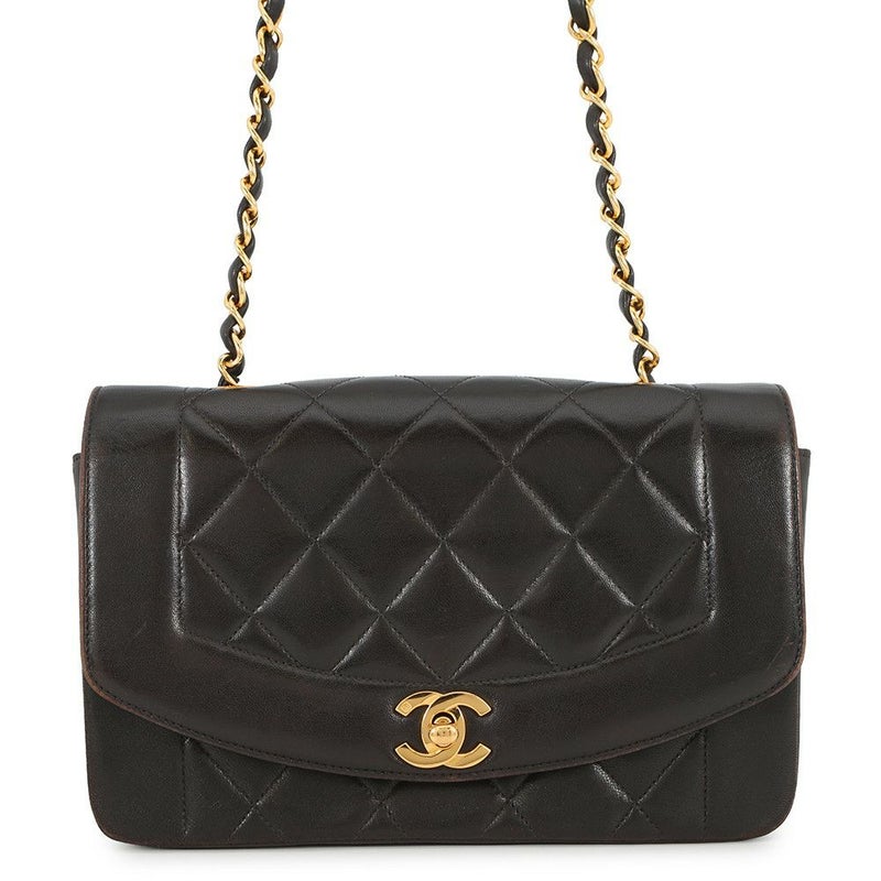 シャネル チェーンショルダーバッグ マトラッセ ココマーク ダイアナ ラムスキン A01164 CHANEL 黒