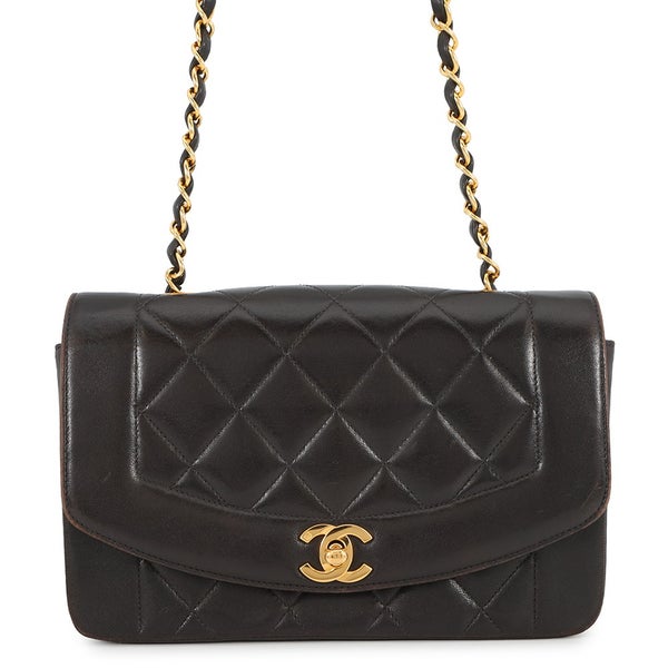 シャネル チェーンショルダーバッグ マトラッセ ココマーク ダイアナ ラムスキン A01164 CHANEL 黒