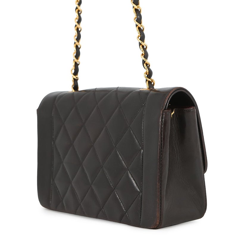 シャネル チェーンショルダーバッグ マトラッセ ココマーク ダイアナ ラムスキン A01164 CHANEL 黒