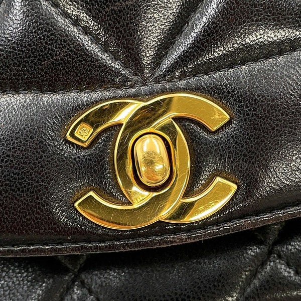シャネル チェーンショルダーバッグ マトラッセ ココマーク ダイアナ ラムスキン A01164 CHANEL 黒