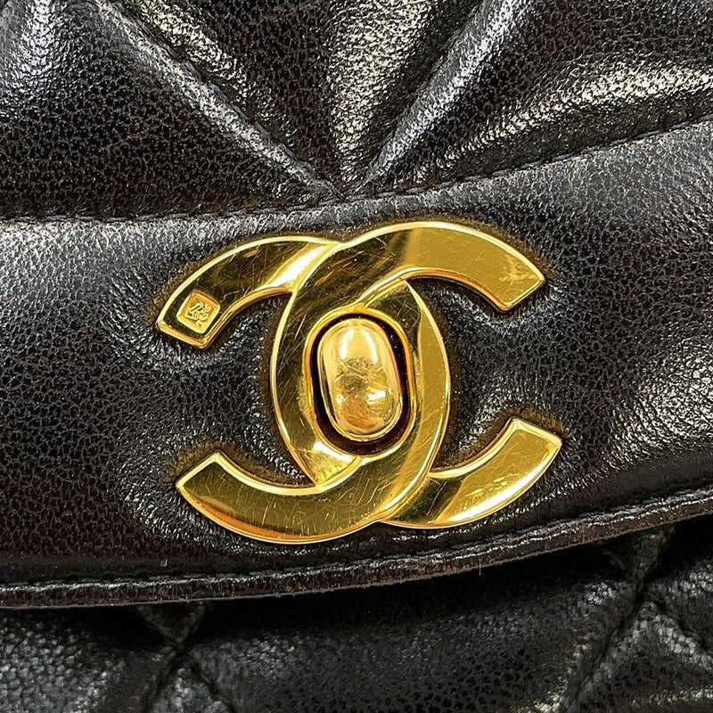 シャネル チェーンショルダーバッグ マトラッセ ココマーク ダイアナ ラムスキン A01164 CHANEL 黒