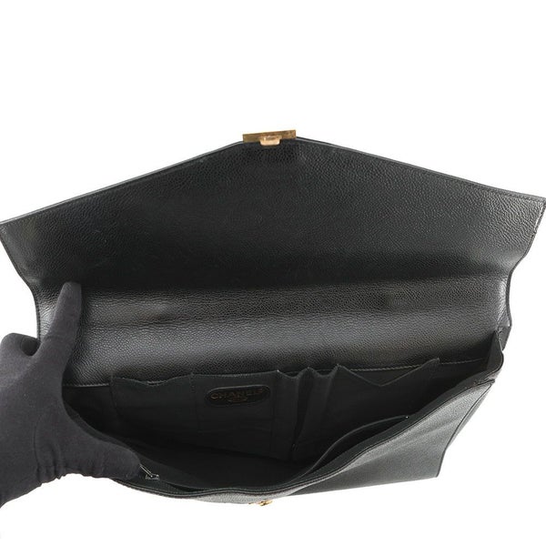 シャネル ビジネスバッグ キャビアスキン CHANEL バッグ ブリーフケース 黒