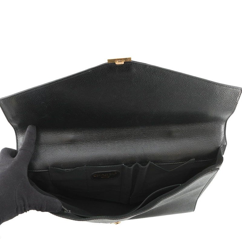 シャネル ビジネスバッグ キャビアスキン CHANEL バッグ ブリーフケース 黒