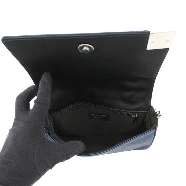 シャネル チェーンショルダーバッグ チョコバー サテン CHANEL ワンショルダー