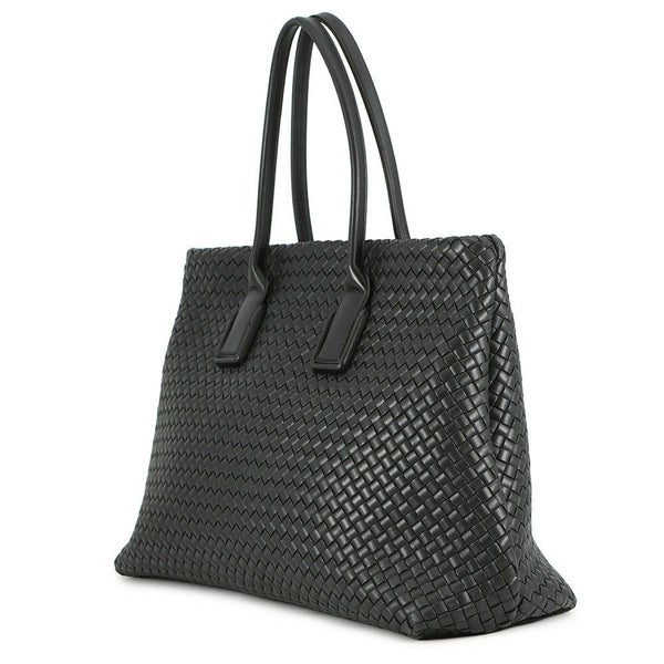 ボッテガヴェネタ トートバッグ イントレチャート スナップ レザー BOTTEGA VENETA 黒
