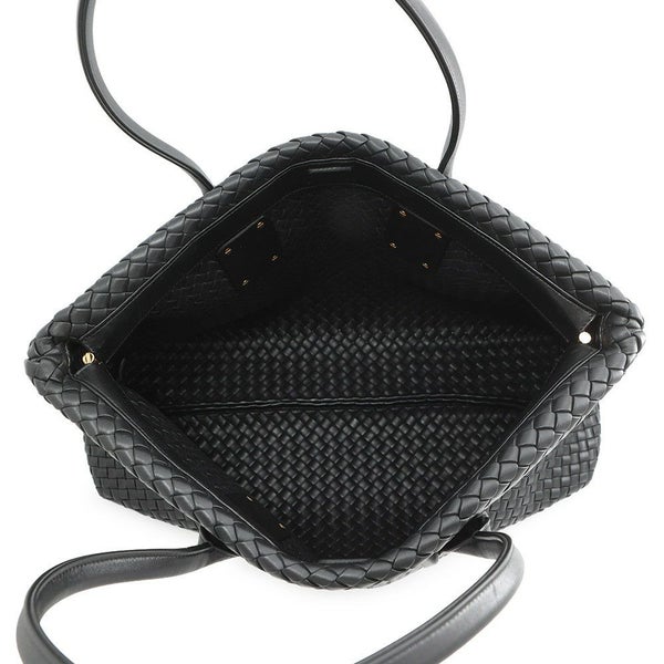 ボッテガヴェネタ トートバッグ イントレチャート スナップ レザー BOTTEGA VENETA 黒