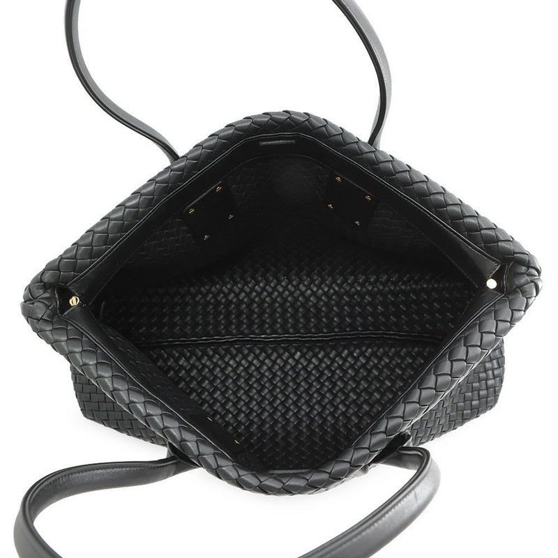 ボッテガヴェネタ トートバッグ イントレチャート スナップ レザー BOTTEGA VENETA 黒