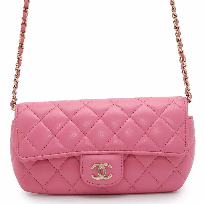 シャネル チェーンアイウェアケース ココマーク マトラッセ ラムスキン CHANEL ポシェット サングラスケース