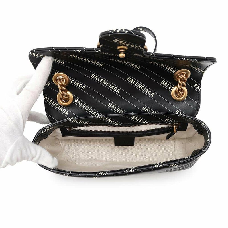 グッチ ショルダーバッグ GGマーモント ザ ハッカー プロジェクト スモール バレンシアガコラボ 443497 GUCCI 黒