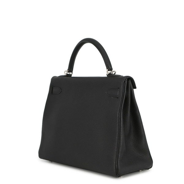 エルメス ハンドバッグ ケリー32 内縫い ブラック/シルバー金具 トゴ □J刻印 2wayショルダー 黒